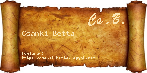 Csanki Betta névjegykártya